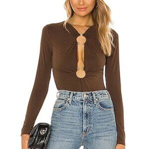 Camila Coelho Reyes Bodysuit in Brown